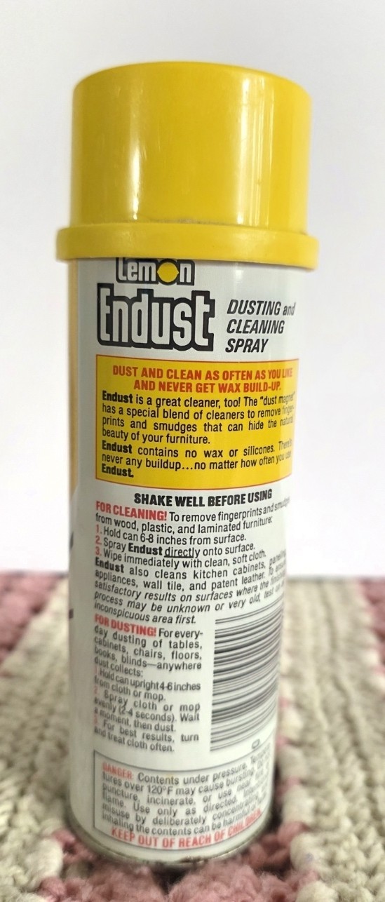 Vintage Endust Dusting & Cleaning Spray LEMON ZEST Spray On, Whipe Off & Go 6 oz
