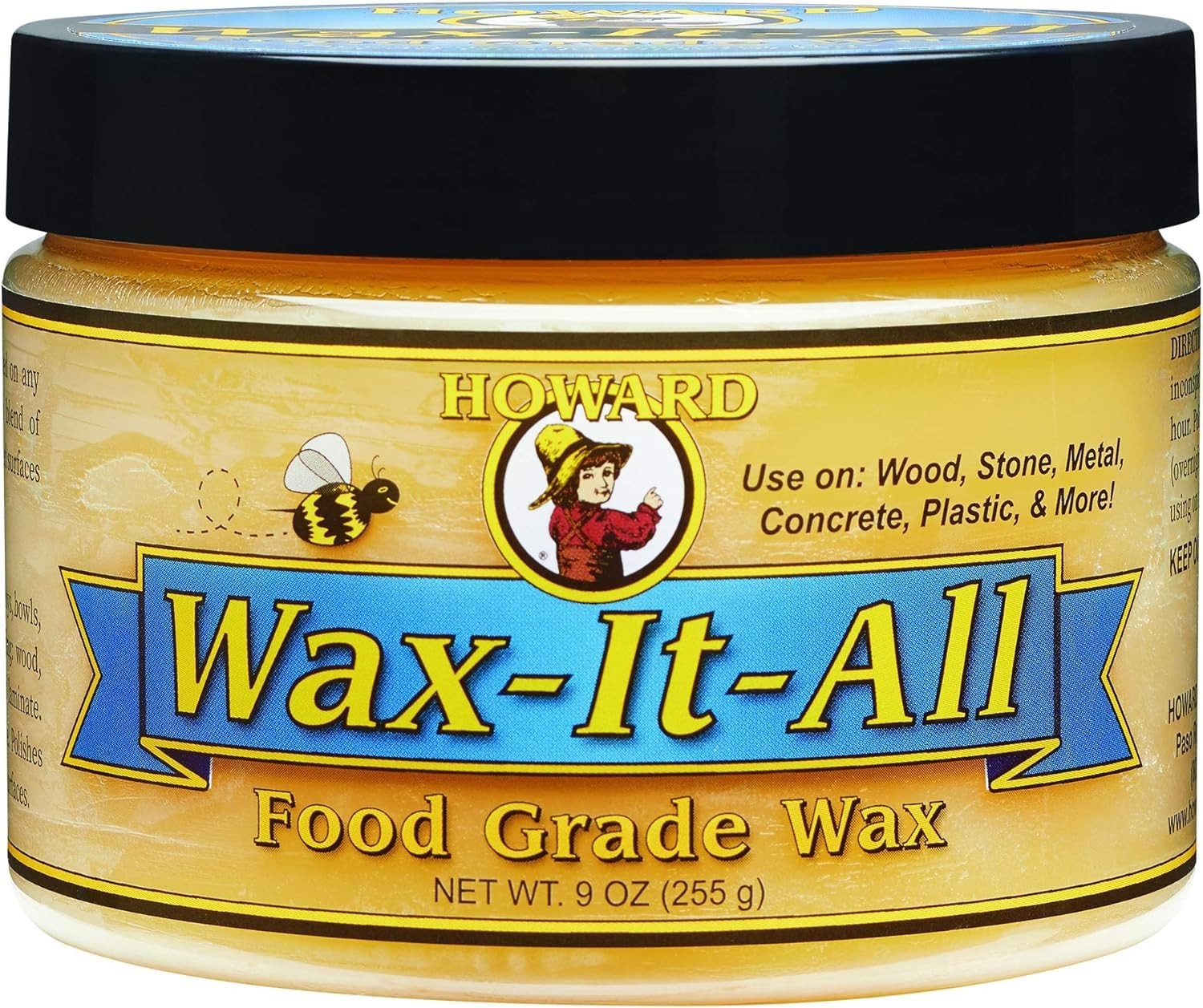 Howard Products Wax It All Beeswax Food Grade Wood and Surface Protector 9 oz