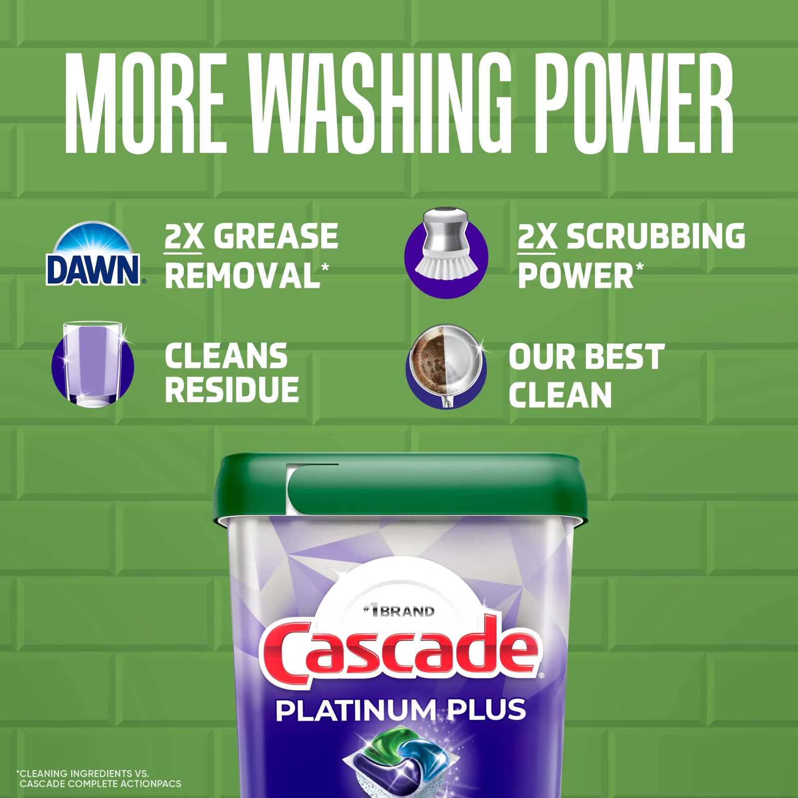 Cascade Platinum Plus Dishwasher Pods Detergent Tabs, Fresh, 47 Count