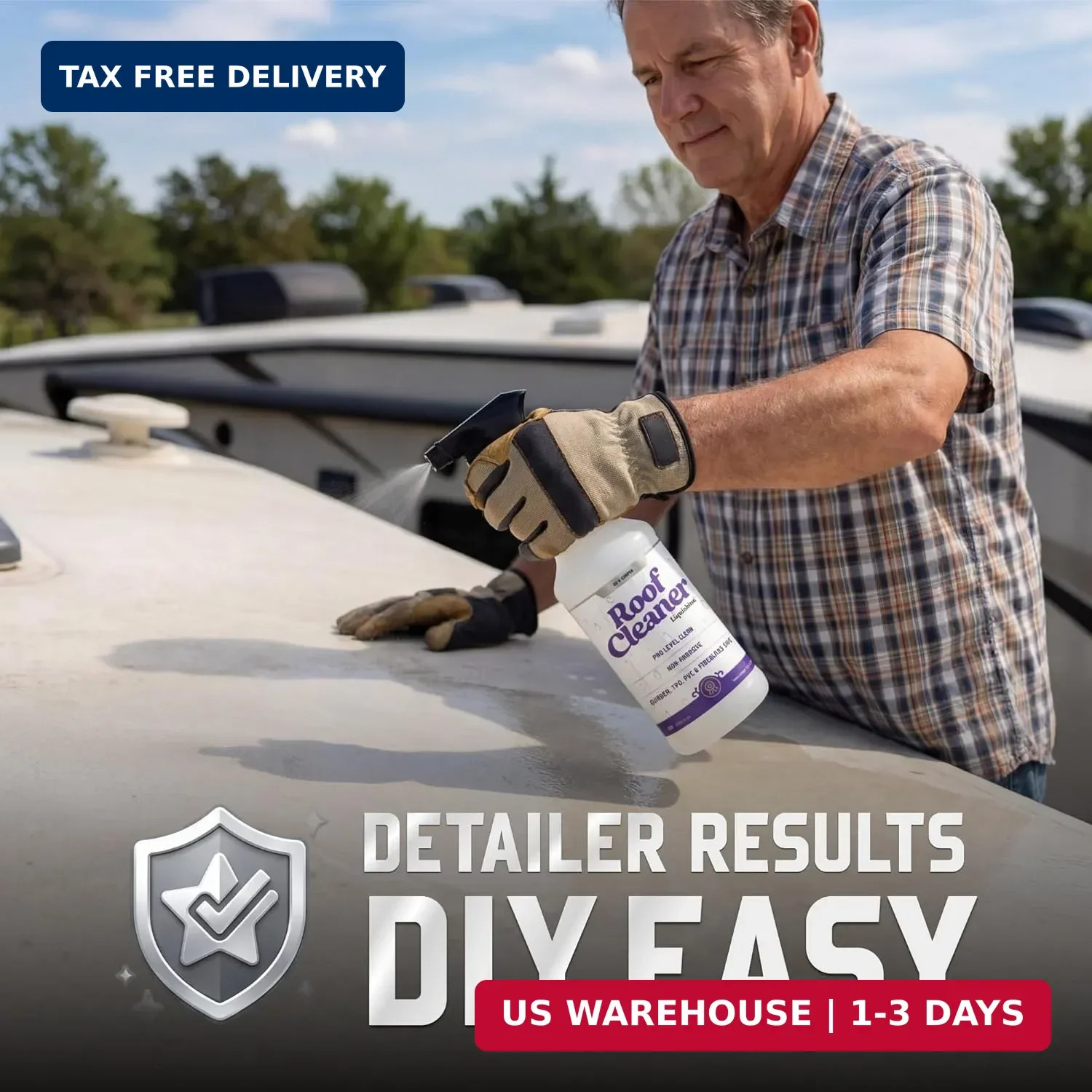 Roof Cleaner RV Roof Cleaner with UV Protection, Removes Dirt & Grime, Safe for