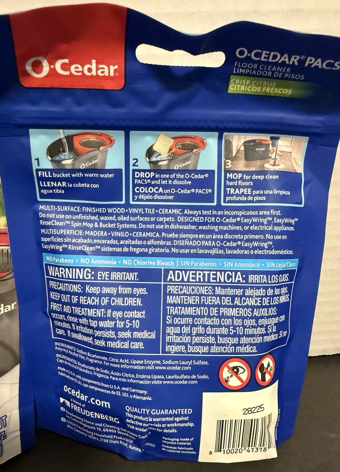 O-Cedar Floor Cleaning Crisp Citrus Pacs 20 Pacs Total New Unopened