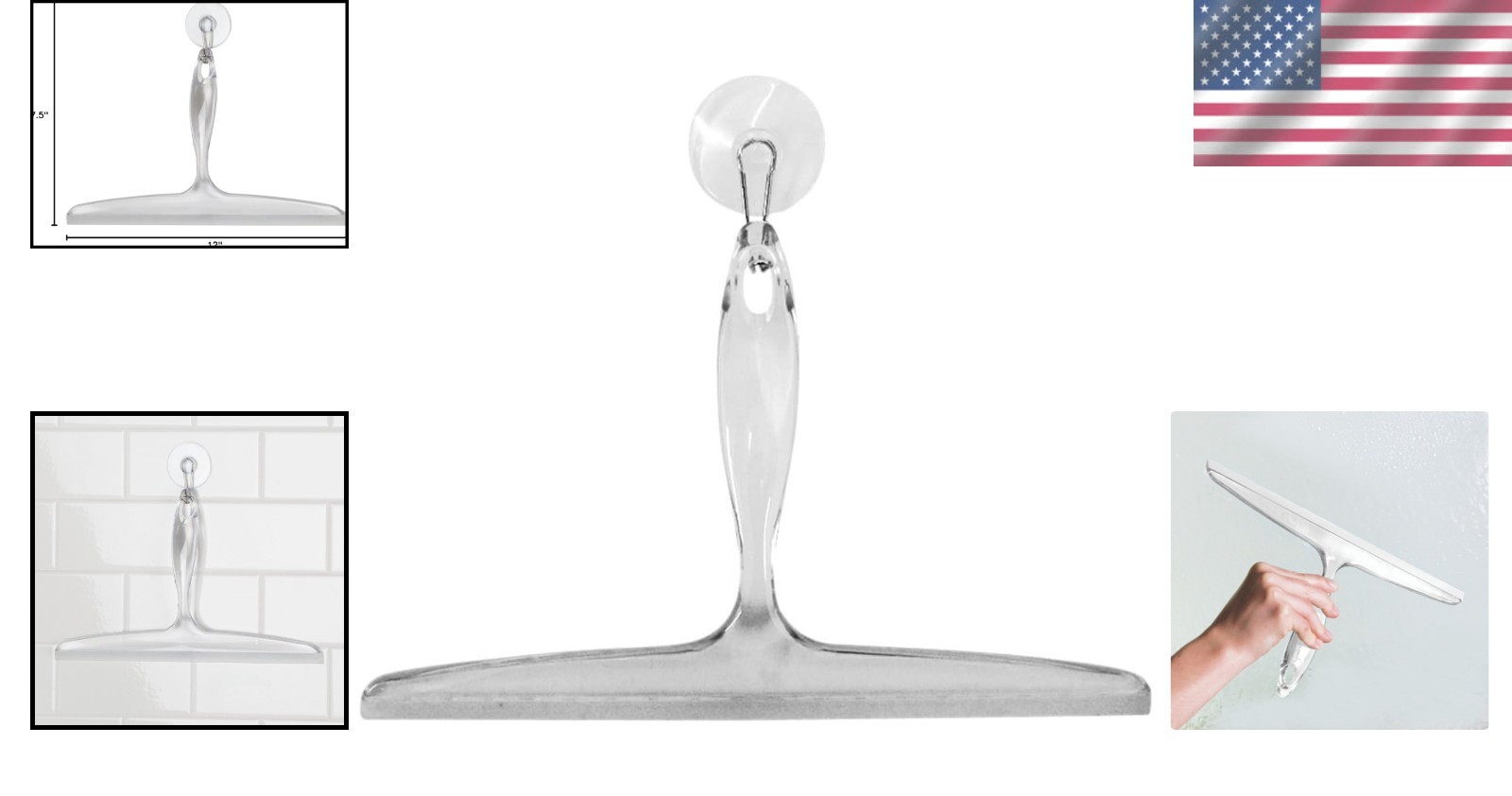 Bathroom Squeegee Glass Shower Mirror Floor Cleaner 12 Clear Plastic