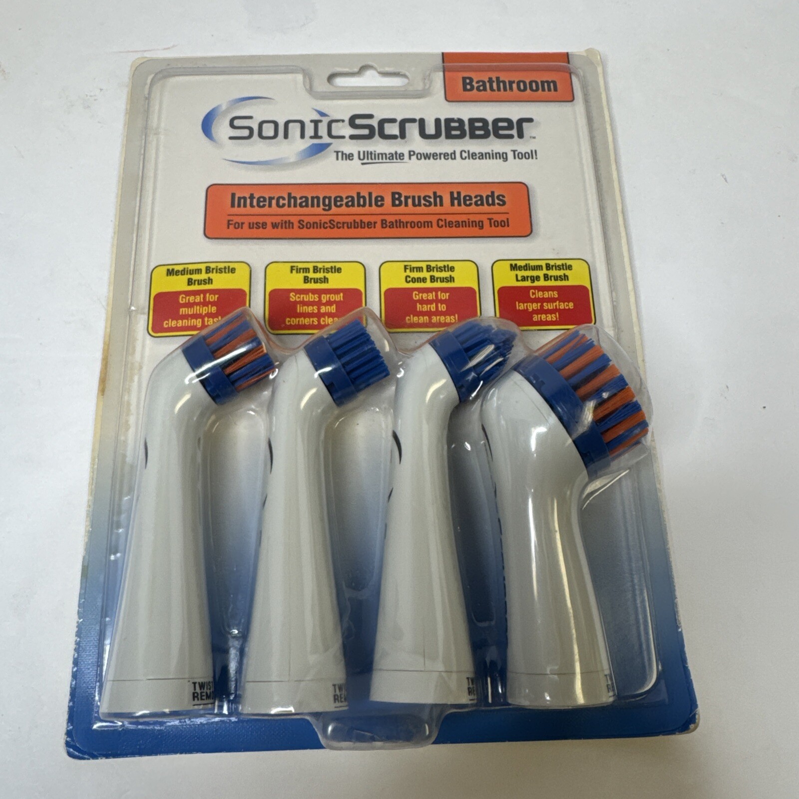 Sonic Scrubber Bathroom Power Cleaner 4 Interchangeable Brush Head Replacements