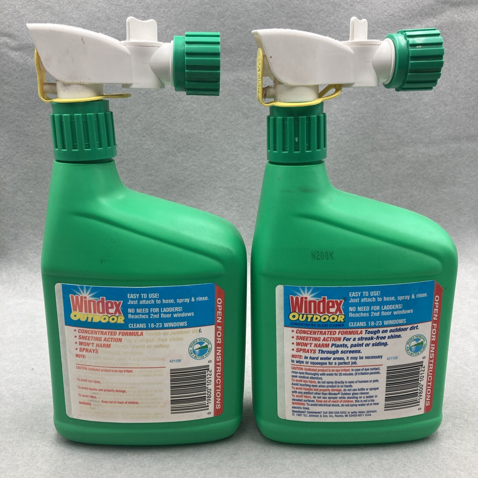 2 Windex Outdoor Concentrated Glass Cleaner 32 fl oz (64 oz total) NOS 1997 USA