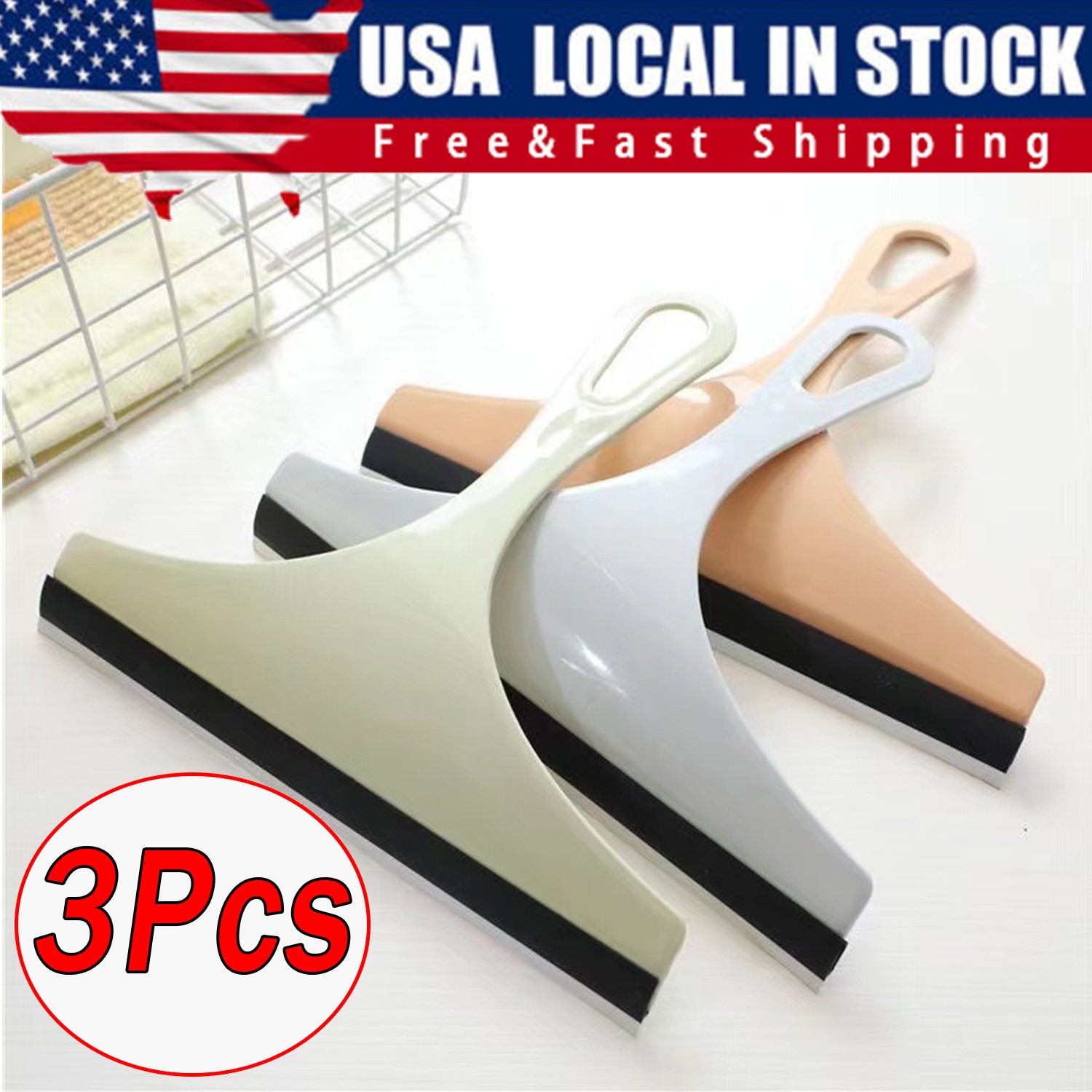 3X Glass Window Wiper Cleaner Squeegee Shower Screen Mirror Home Car Blade Brush