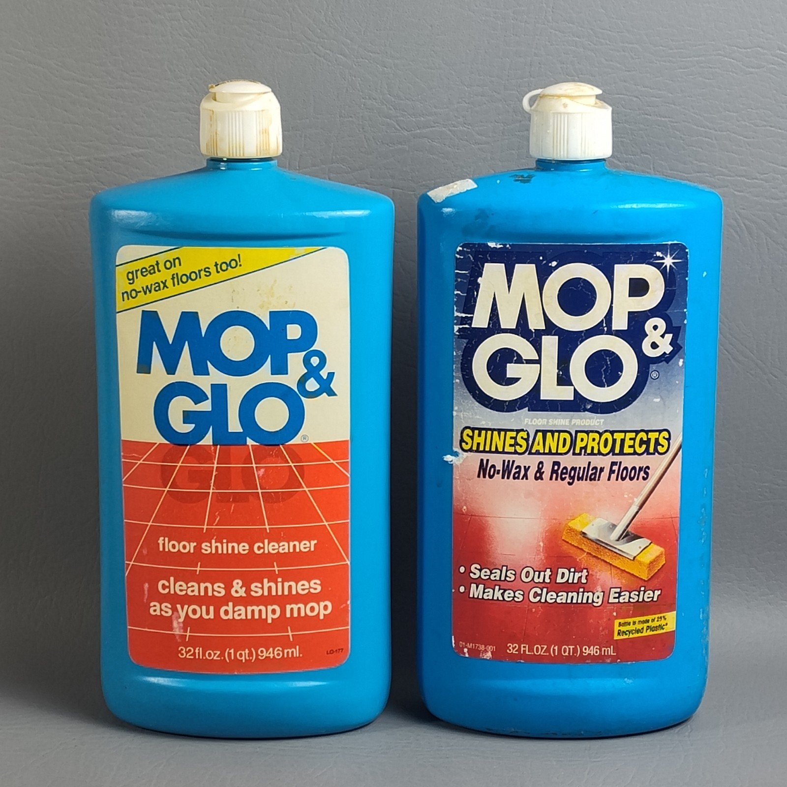 Vintage Mop & Glo Floor Shine Cleaner Movie Prop 32oz Both Mostly Full 1980s