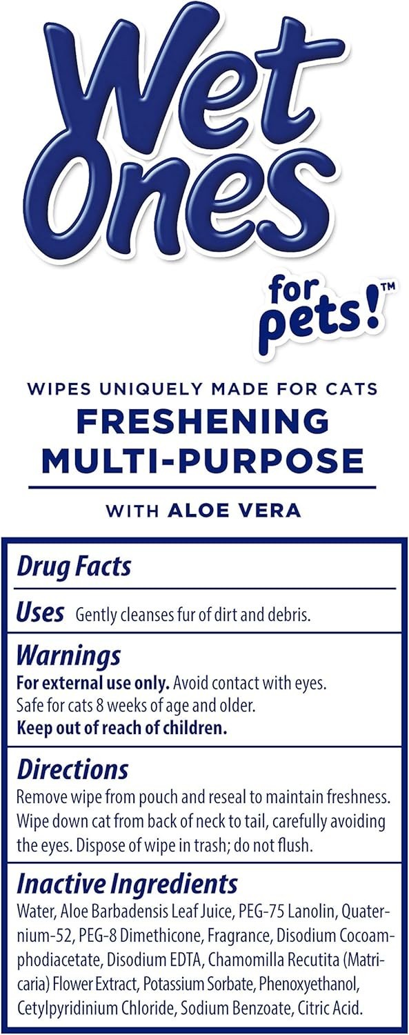 for Cats Freshening Wipes, Multi-Purpose Cat Grooming Wipes with Aloe Vera, H…