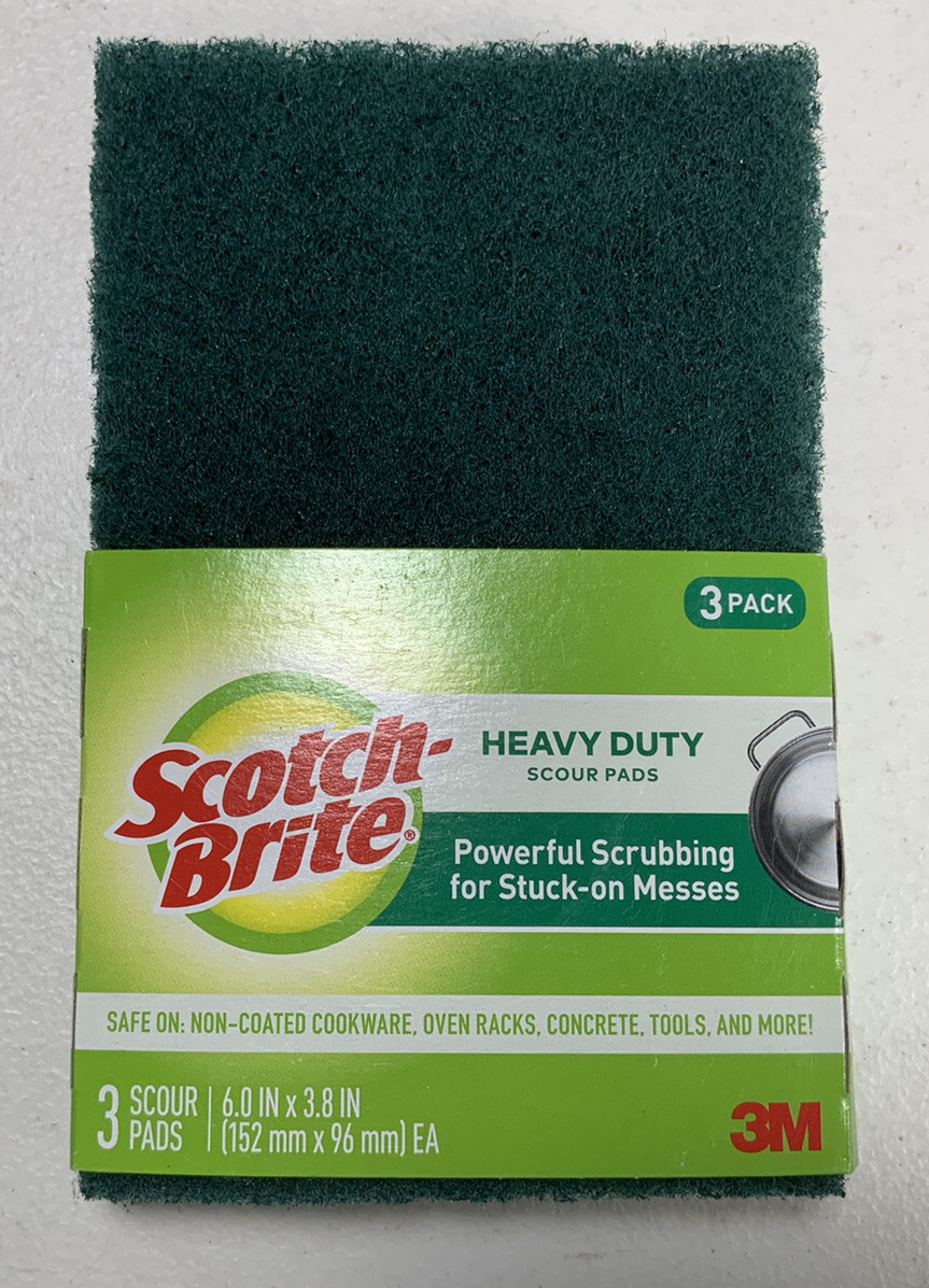 Scotch-Brite SCOUR PADS 3 ct All-Purpose Heavy Duty Absorbent Kitchen 223-10 NEW