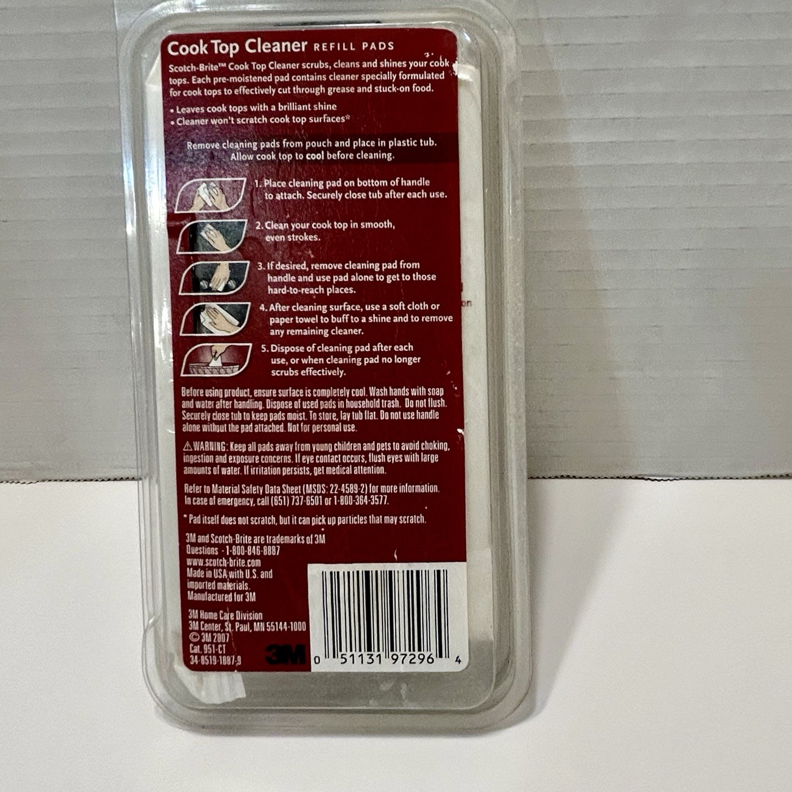 NEW Scotch-Brite 3M Cook Top Cleaner Refill Pads 6-Pack Pre-Moistened Pads.