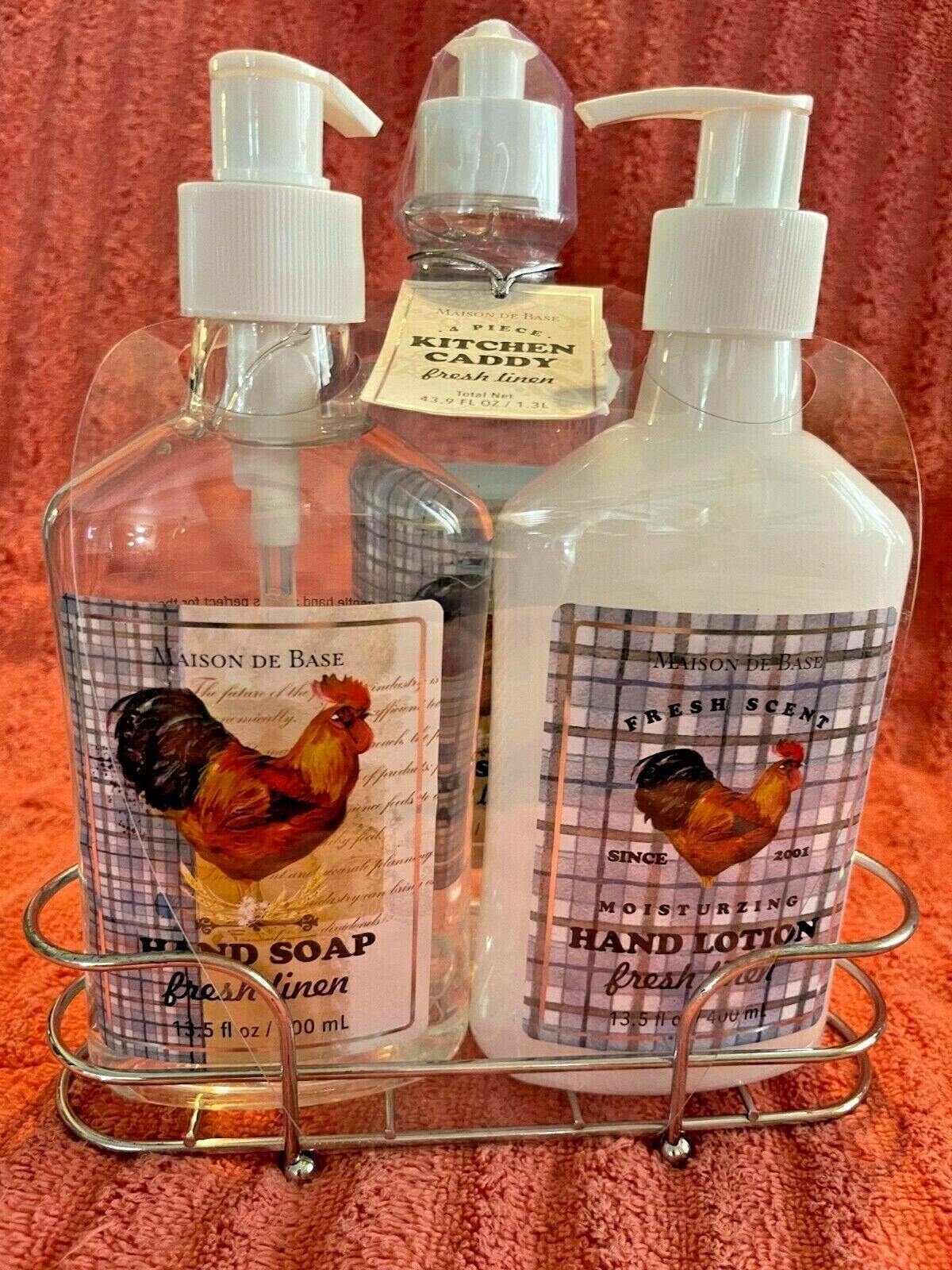 3 PIECE CORE HOME MAISON Dish Soap Hand Soap Lotion Kitchen Caddy ~ FRESH LINEN