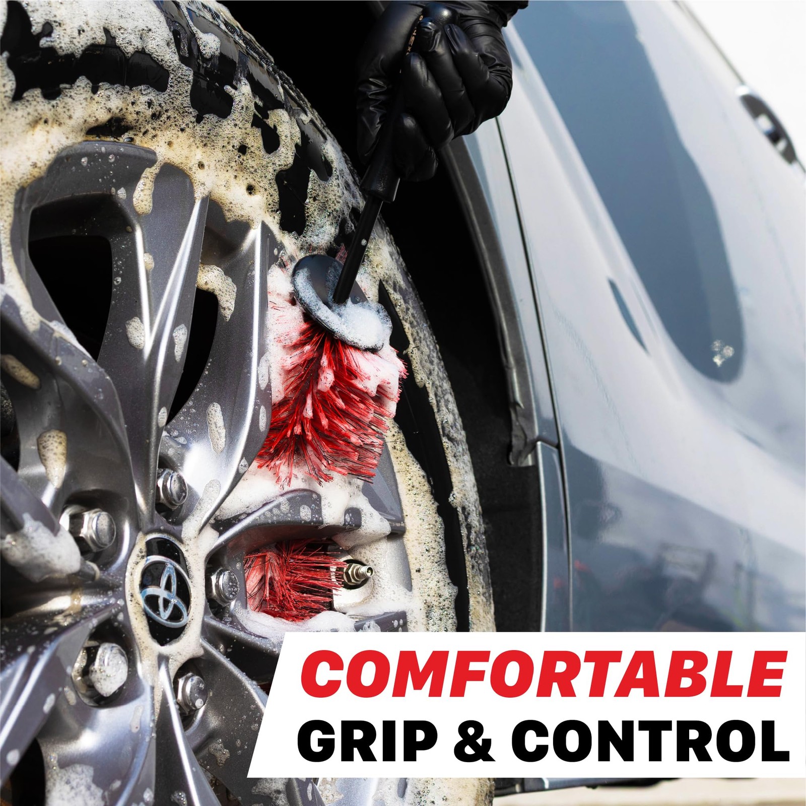 Wheel & Rim Brush Set for Car Detailing – 2Piece NonAbrasive Cleaning Tools