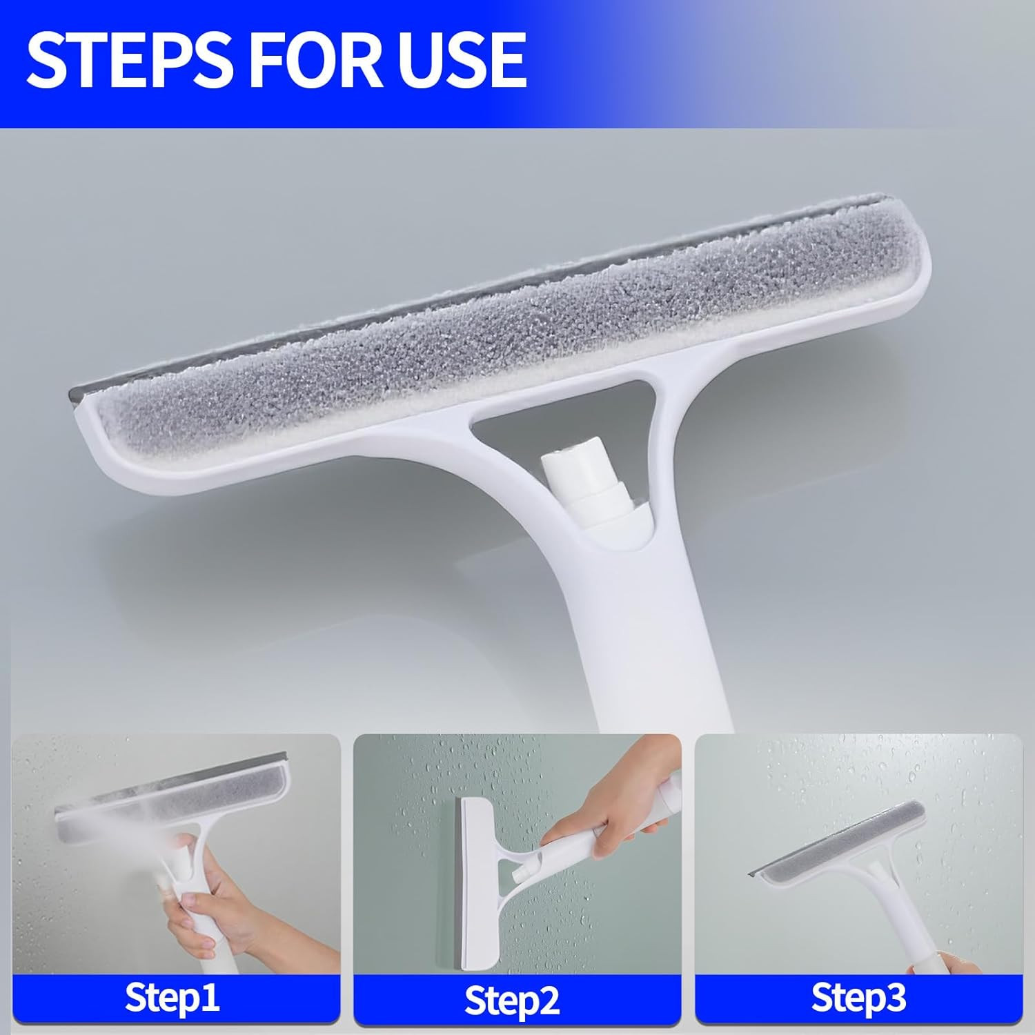 3 in 1 Squeegee for Shower Glass, Window Squeegee with Sprayer 3 in 1 WindowS…