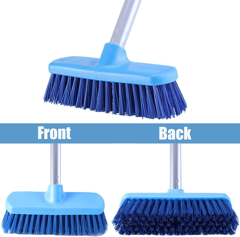 Deck Brush with Long Handle – Floor Scrub Brushes for Cleaning Shower, Stiff Bri