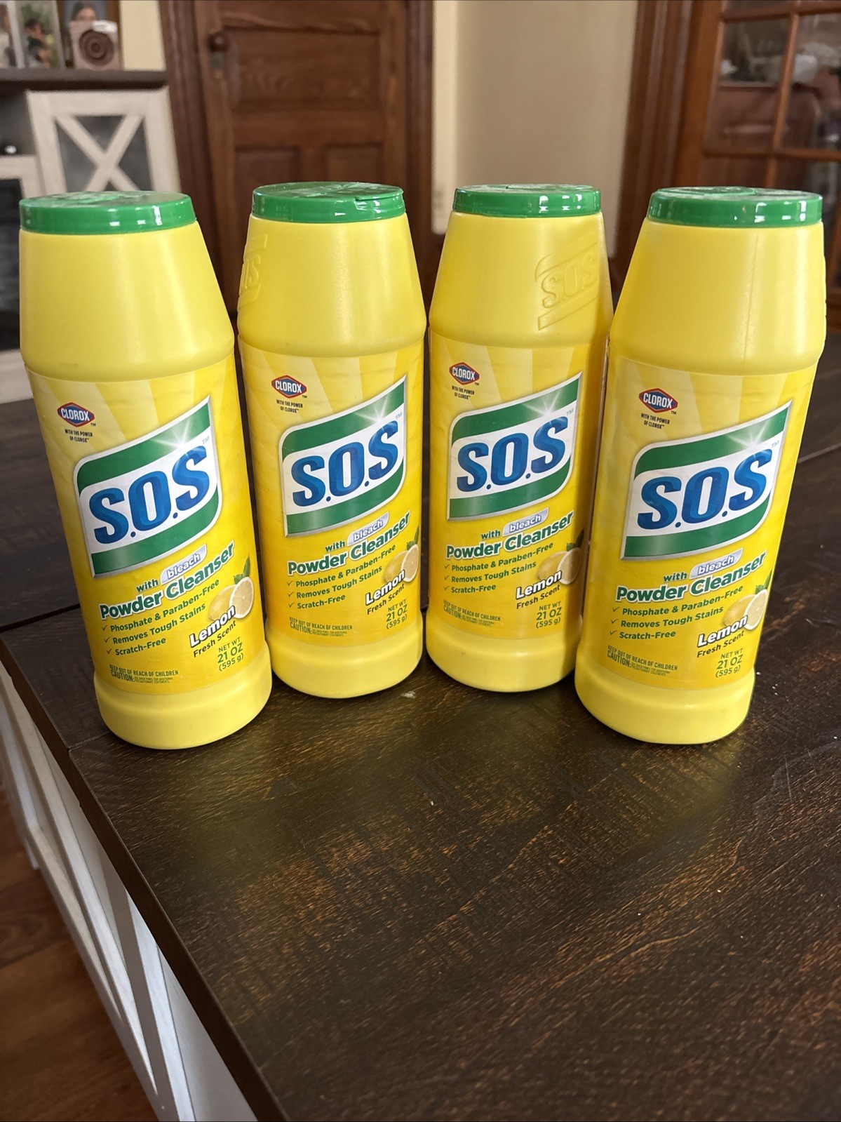 4X SOS Cleanser Powder With Power of Clorox Bleach Lemon Fresh Scent NEW 21oz Ea