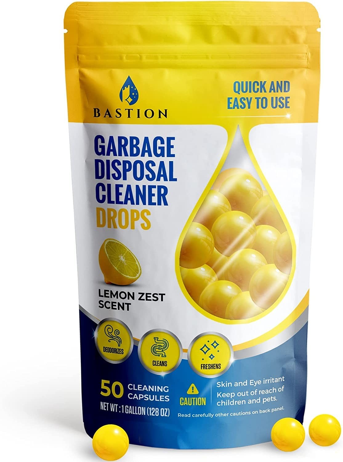 Garbage Disposal Cleaner and Deodorizer Drops 50Count Lemon Zest Scented Kitc…