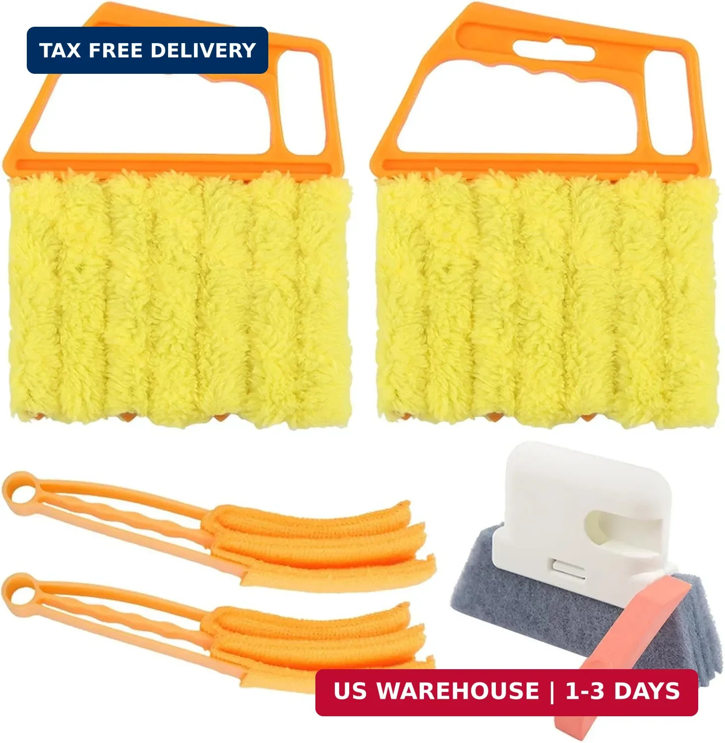 5Pcs Window Blind Cleaning Set, Washable 7 Fingers Duster Brush Dusting Cleaner