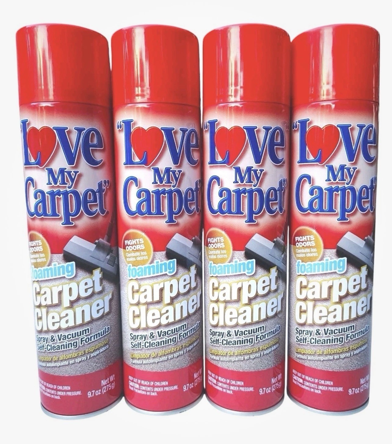 Love My Carpet Cleaner Foam Spray Vacuum Self Cleaning 4 Pack 9.7oz each
