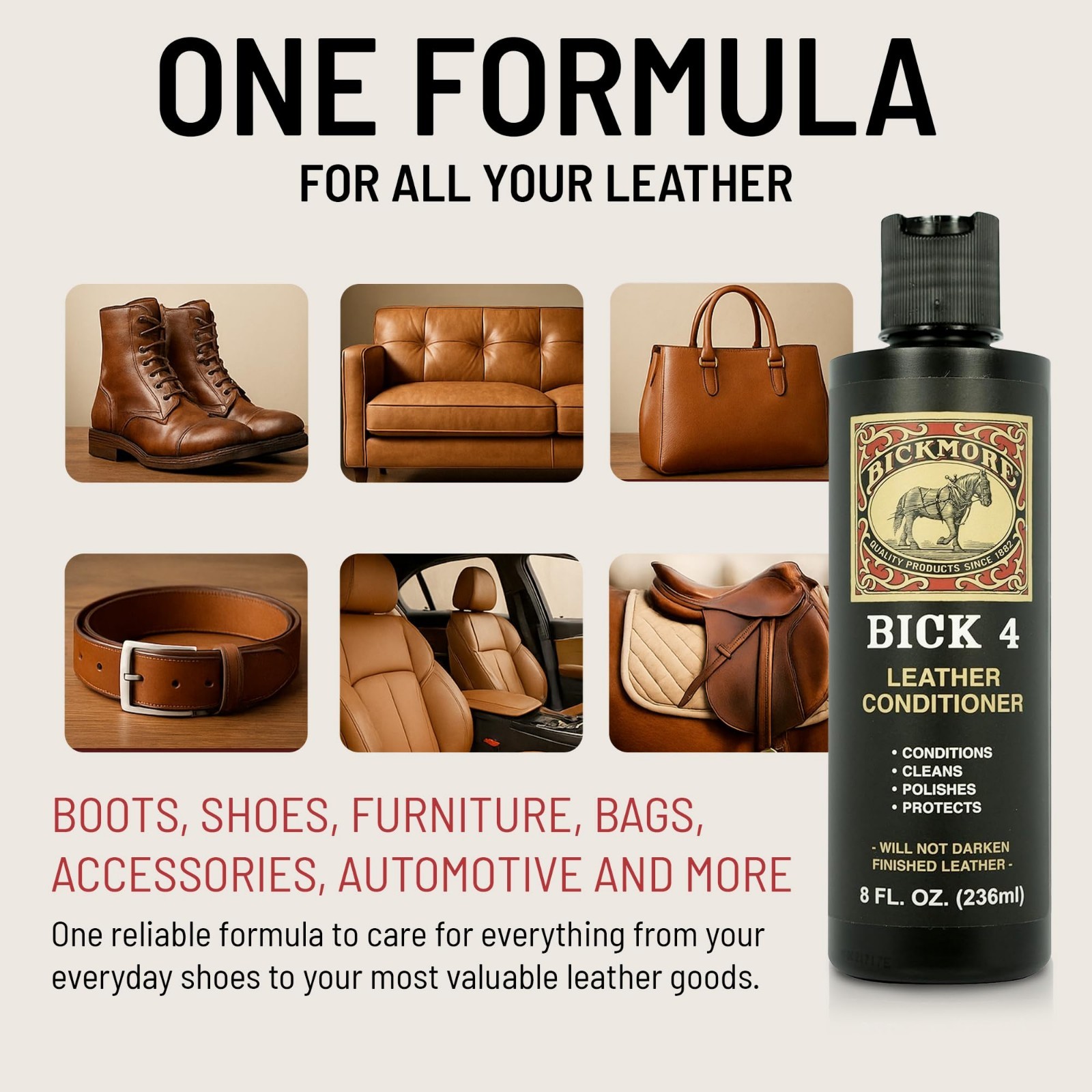 Leather Conditioner & Cleaner 32oz – Restore, Polish & Protect Smooth Leather