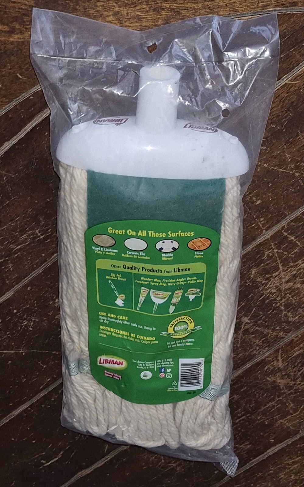 LIBMAN Jumbo Cotton Wet Mop Refill with Scrubber Pad #00130