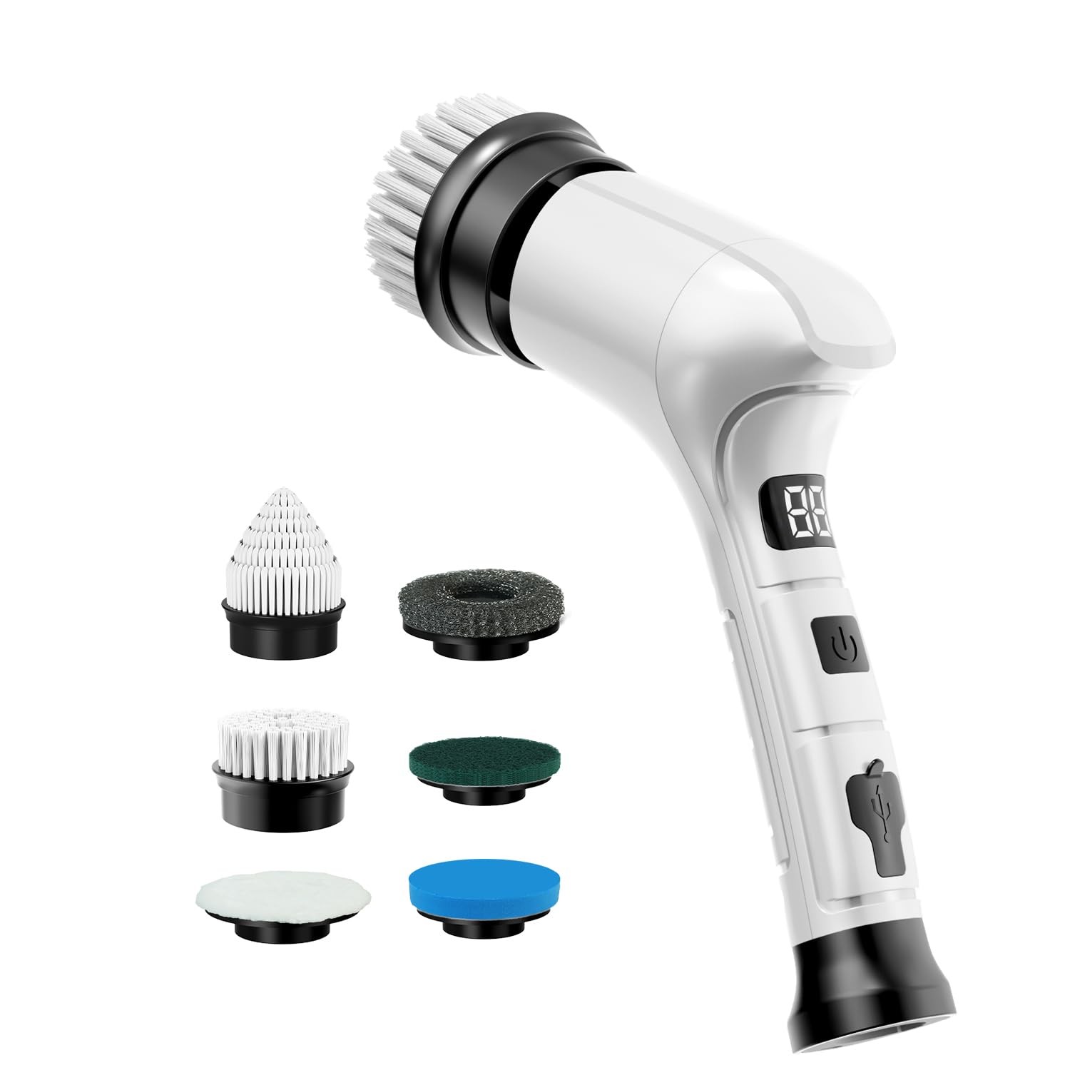 Spin Scrubber, Cordless Household Cleaning Brush with 6 Replaceable Heads, 3 …