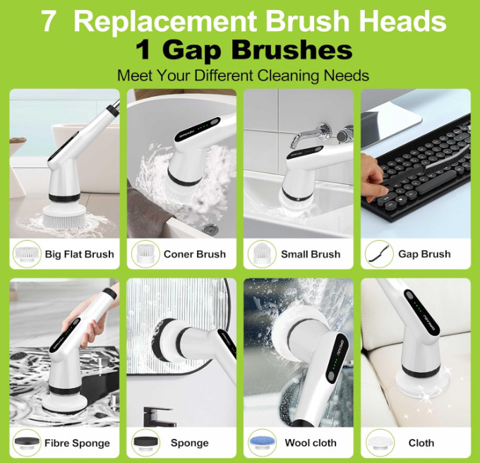 Electric Cordless Spin Scrubber Brush for Persons with Arthritis and Back Pain