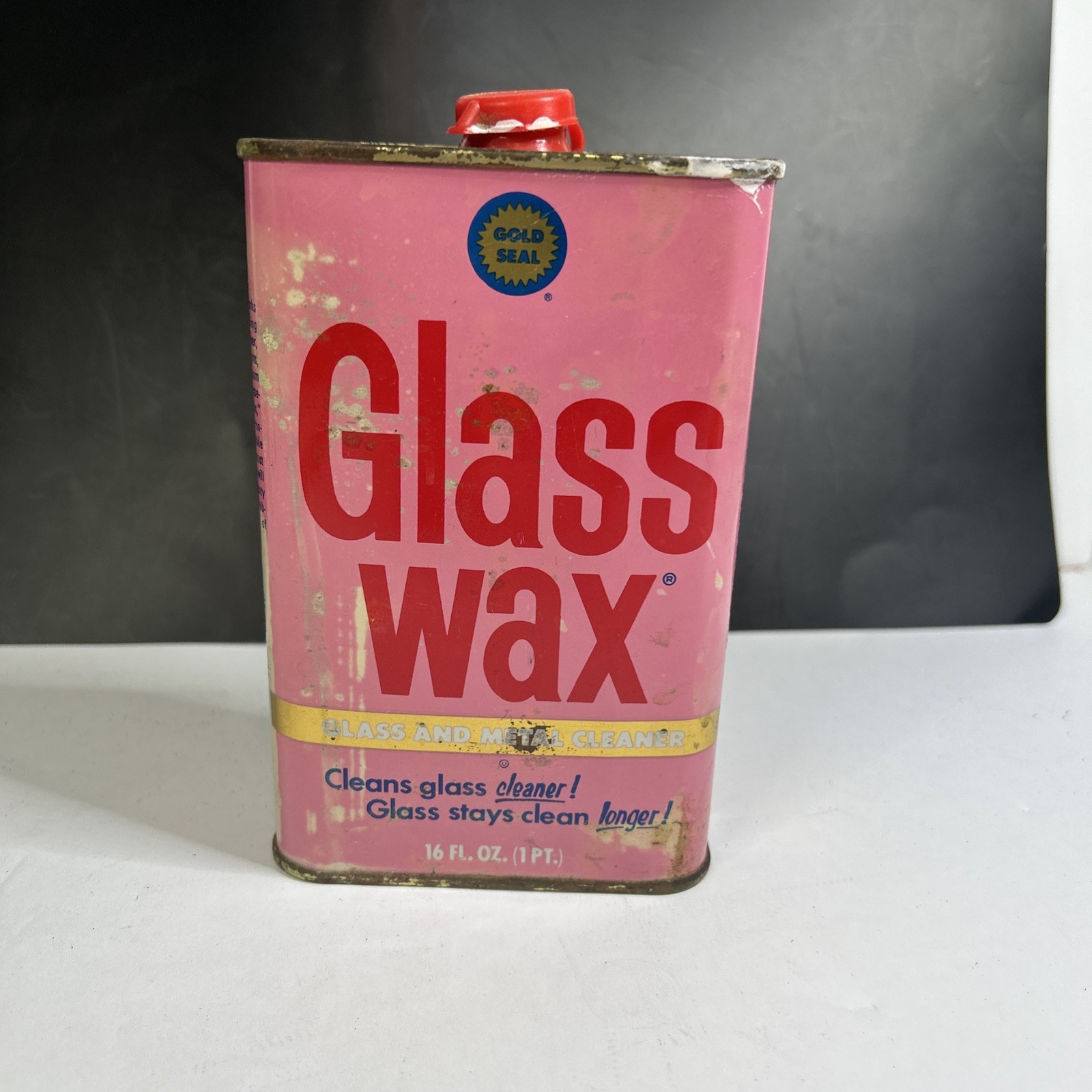 Vintage Gold Seal Glass Wax Metal Chrome Cleaner almost Full 16oz Tin Can USA
