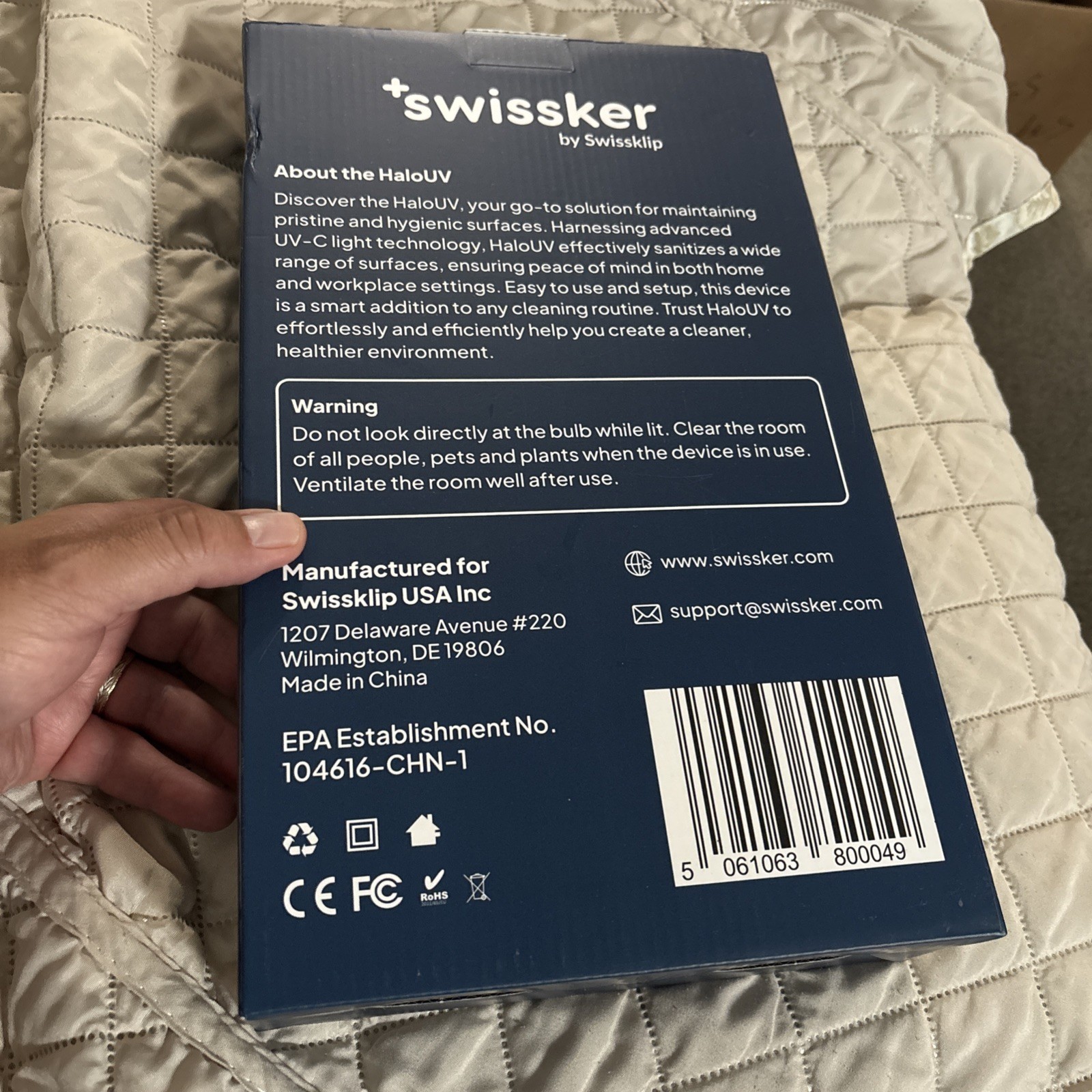 HaloUV Swissker by Swissklip UV-C Light Enhanced Home Cleanliness NIB