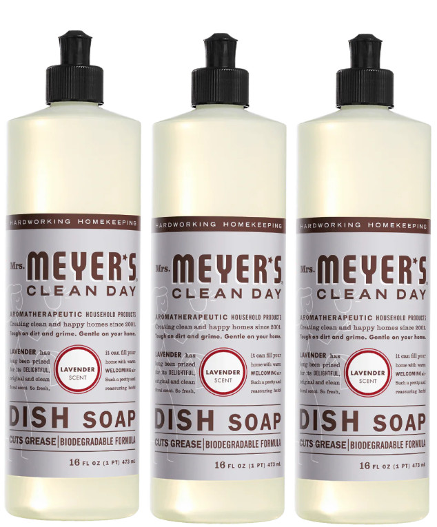 3~ Mrs Meyer’s Clean Day Dish Soap Cuts Grease Biodegradable Lavender Scent 16oz