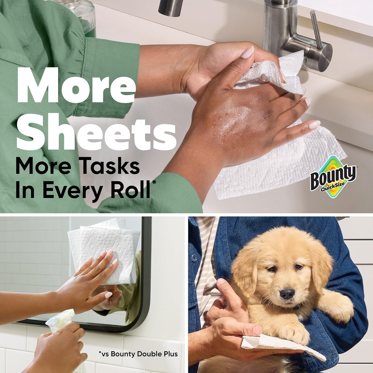 Bounty Quick-Size Paper Towels, White, 16 Family Rolls, Charmin Ultra Soft Cus