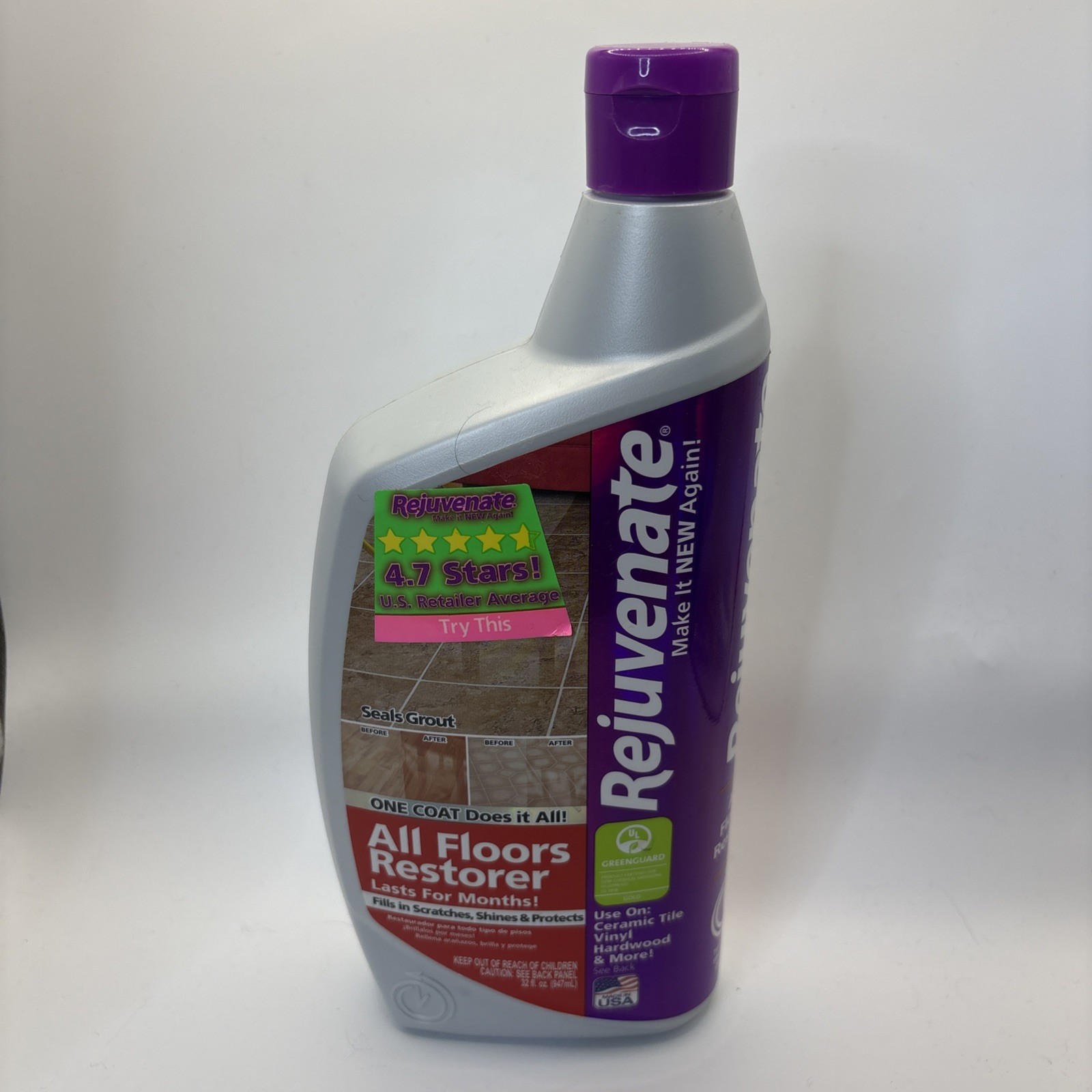 Rejuvenate All Floors Restorer Liquid Ceramic Tile Vinyl Hardwood 32oz New