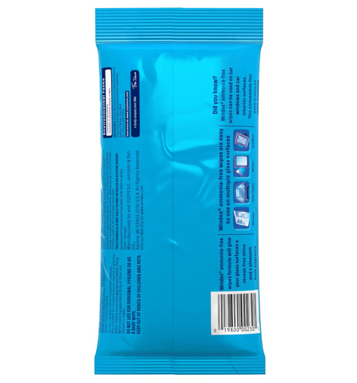 25 Count Windex Wipes Glass Cleaning Ammonia Free, Pre-Moistened Wipes for Clean