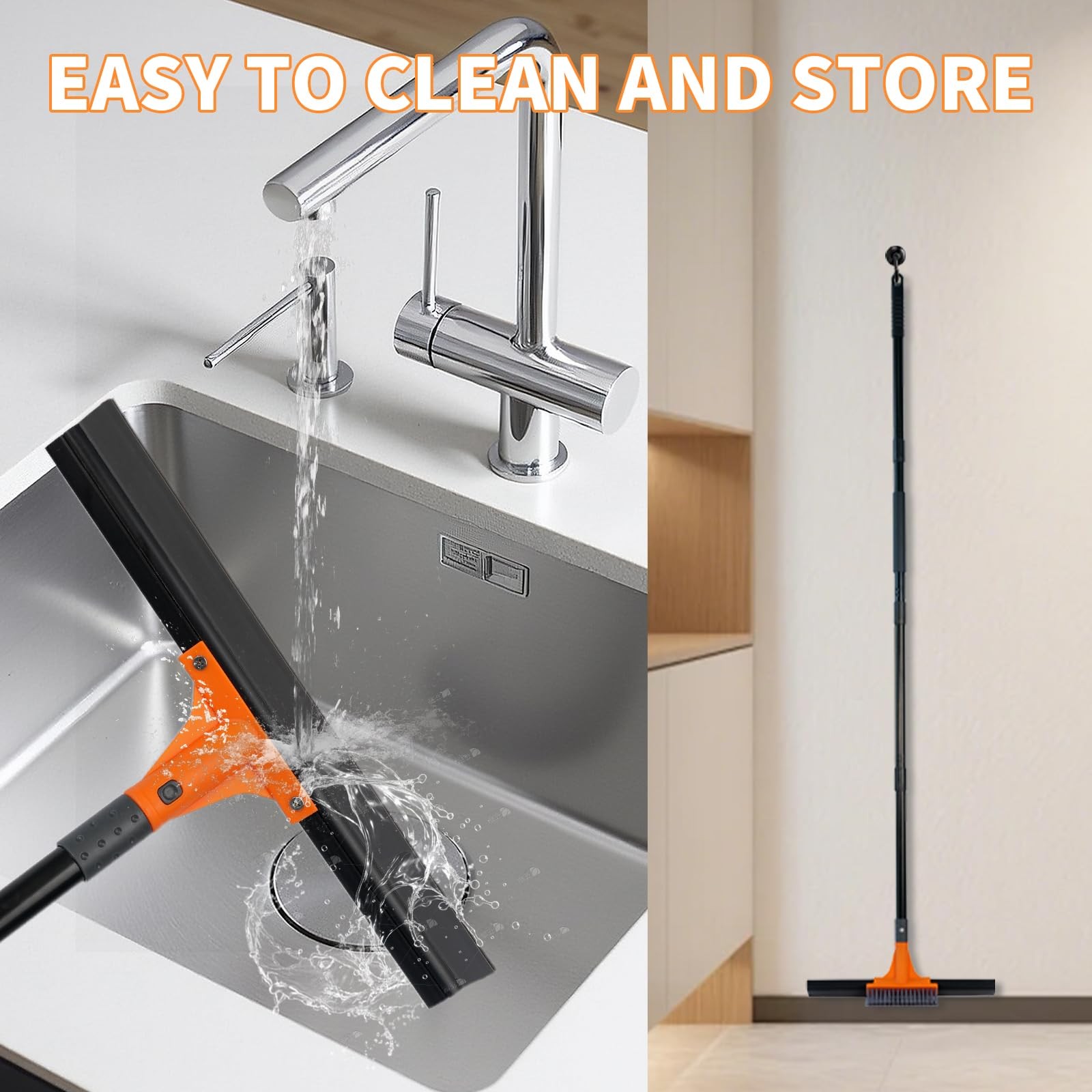 Floor Squeegee for Concrete Floor,Heavy Duty Shower Garage Floor Squeegee Bro…