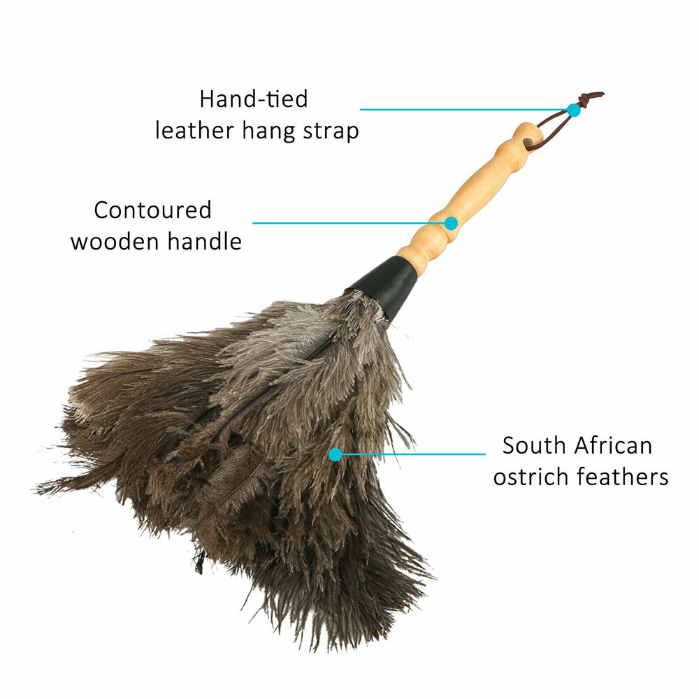 13″ Ostrich Feather Duster Professional Natural Anti-Static wooden Handle US NEW