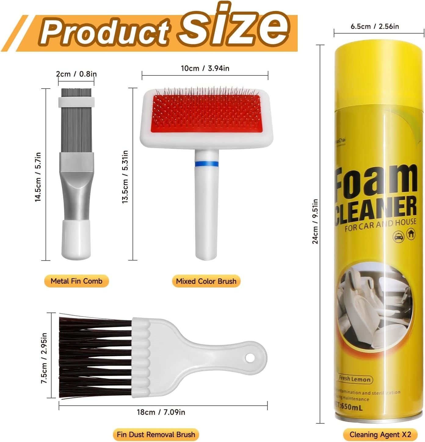 AC Coil Cleaner Kit, Include 2 for Coil Cleaner, 3-Piece Set of Air Condition…