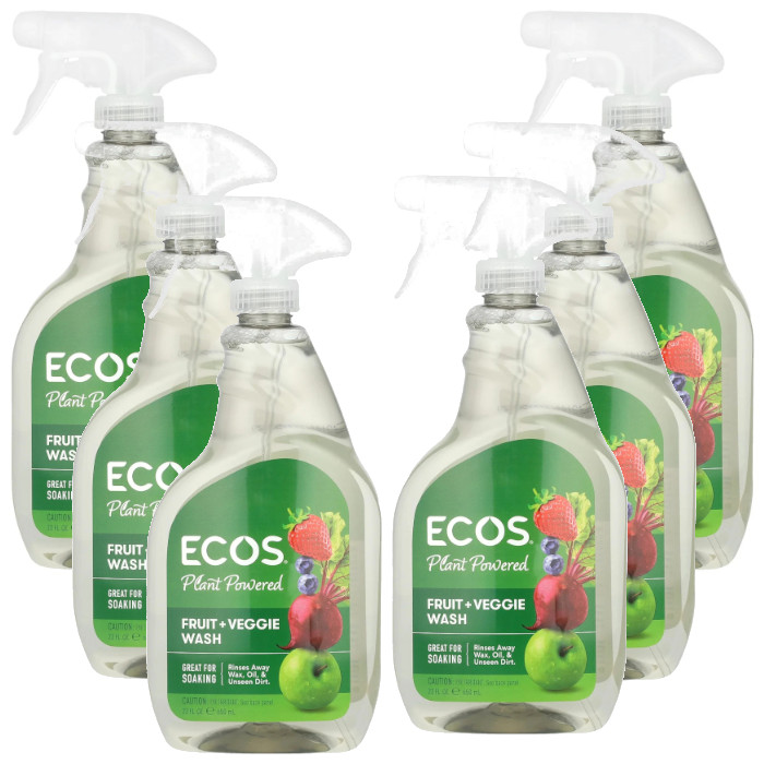 ECOS Fruit + Veggie Wash 22 fl.oz / 650 ml Each (Pack of 6)