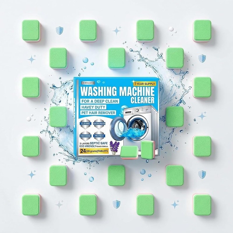 Washing Machine Cleaner Tablets Deep Clean HE Front Load Top Load 24 Count New