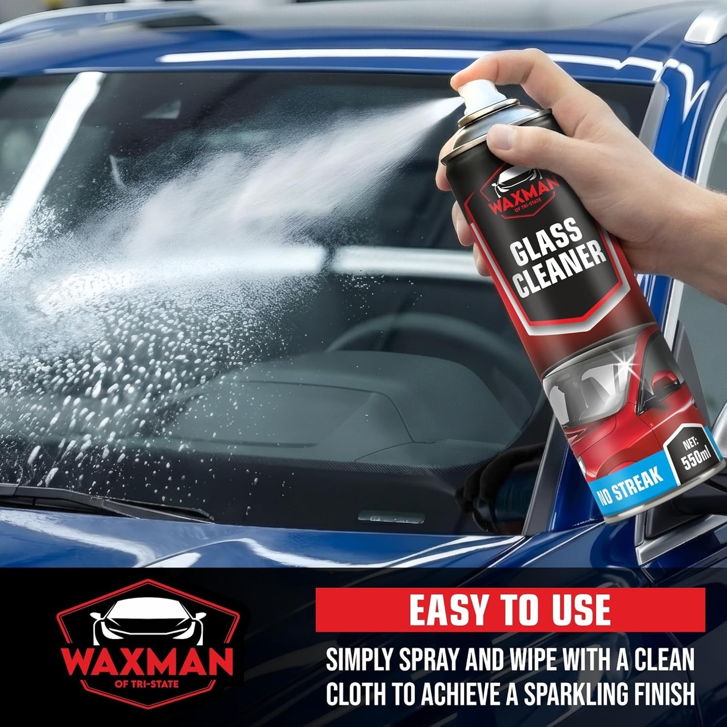 New Car Glass Cleaner Foam 18.6 Oz Streak Free Window Windshield Cleaning Spray