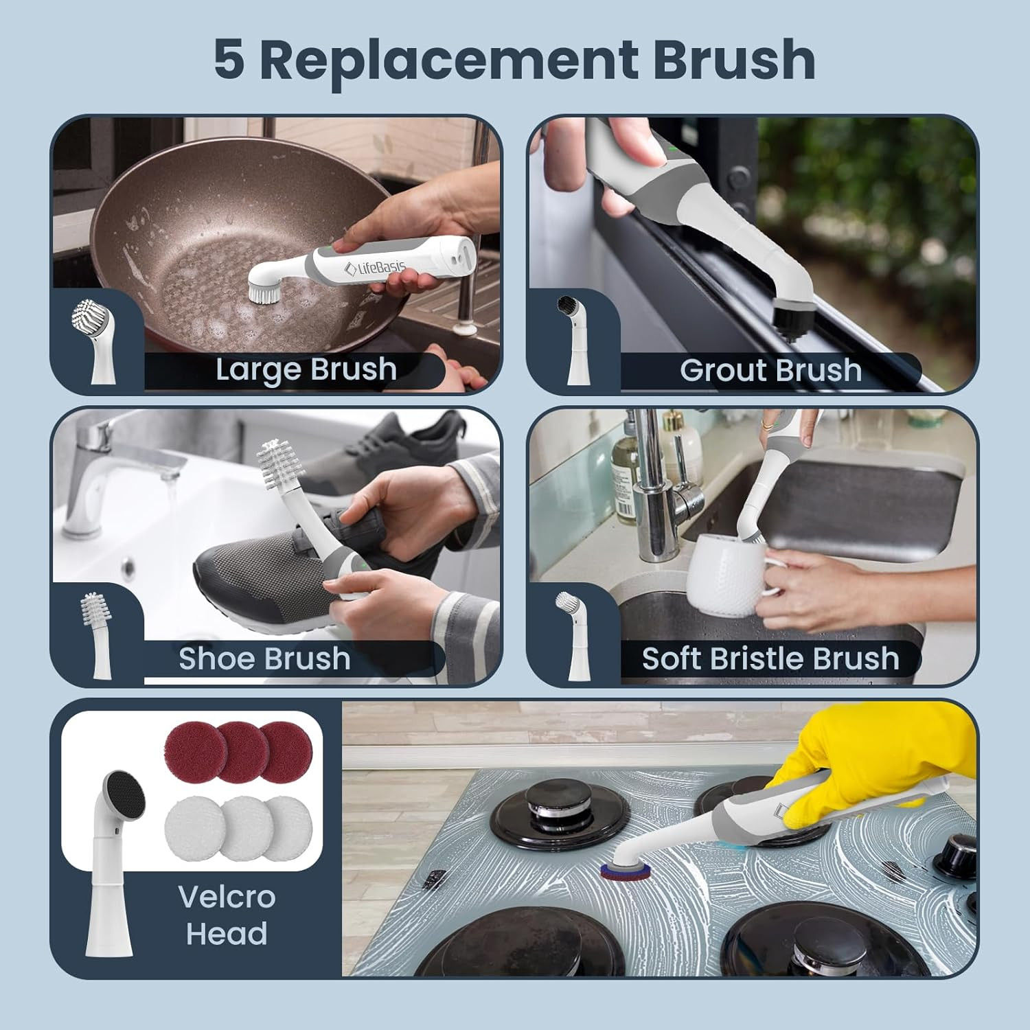 Rechargeable Power Scrubber Cordless Electric Cleaning Brush Water Resistant