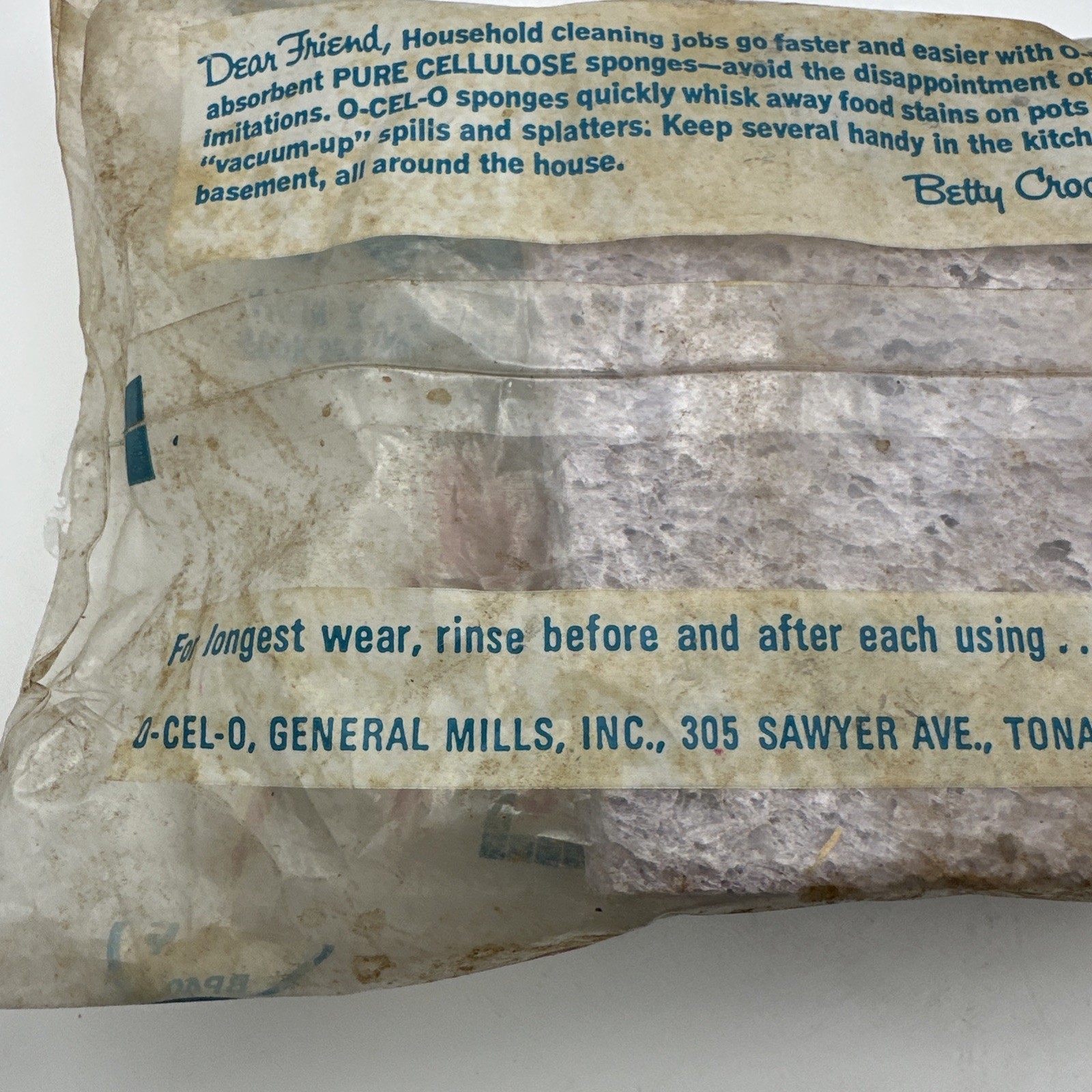 Pure Cellulose Sponges Vintage O-Cel-O Betty Crocker GM USA Movie Prop