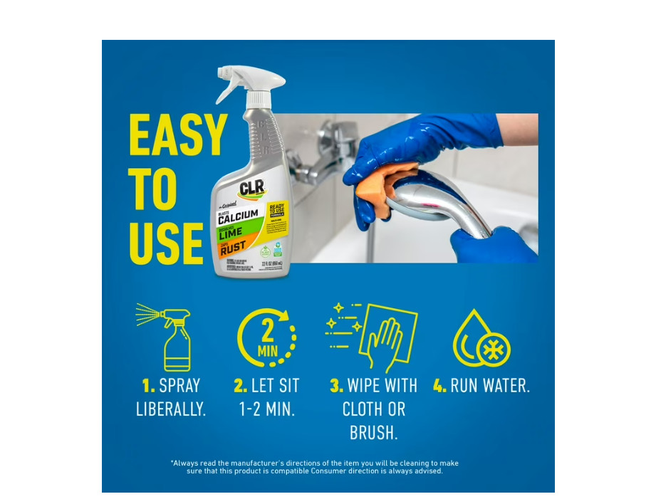 2 PACK CLR Calcium Lime and Rust Remover EPA Safer Choice 22 oz Spray