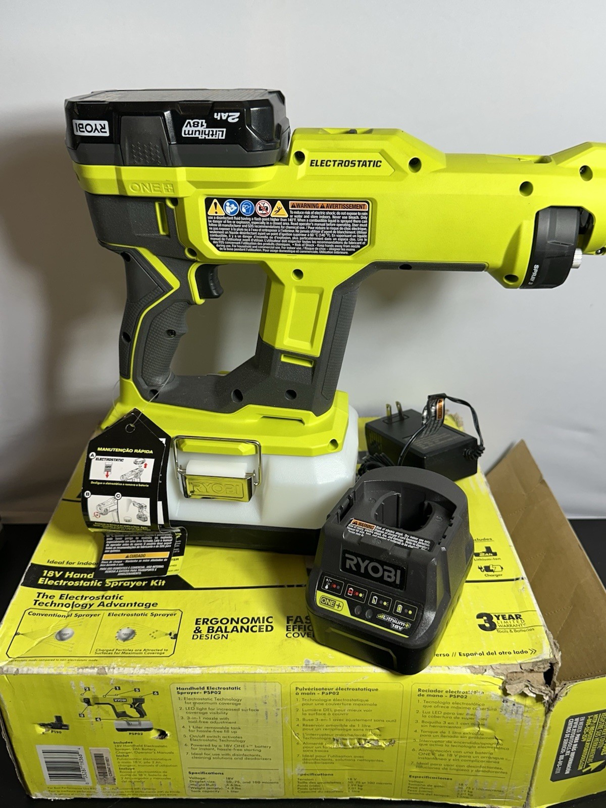 Ryobi PSP02K 18V ONE+ Handheld Electrostatic Sprayer Kit