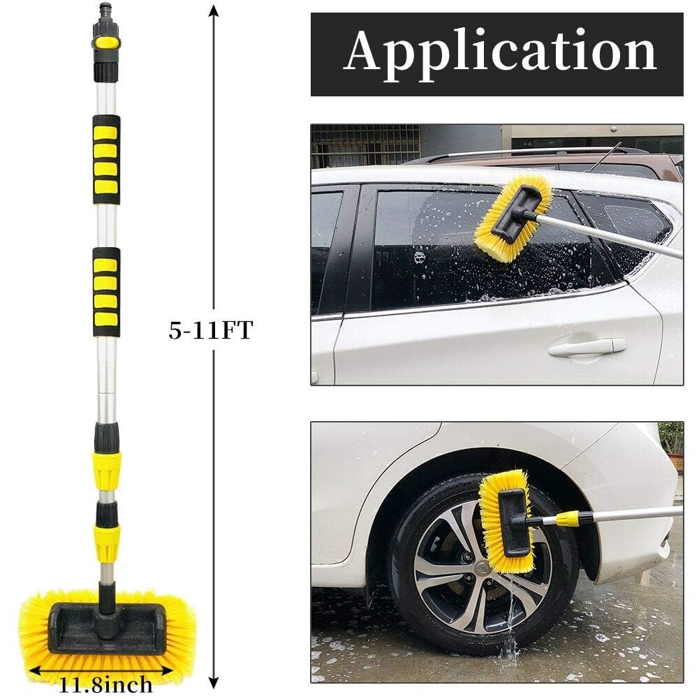 5-12 Foot (20 ft Reach) Car Wash Brush with 12-Inch Soft Bristle, On/Off Swit…