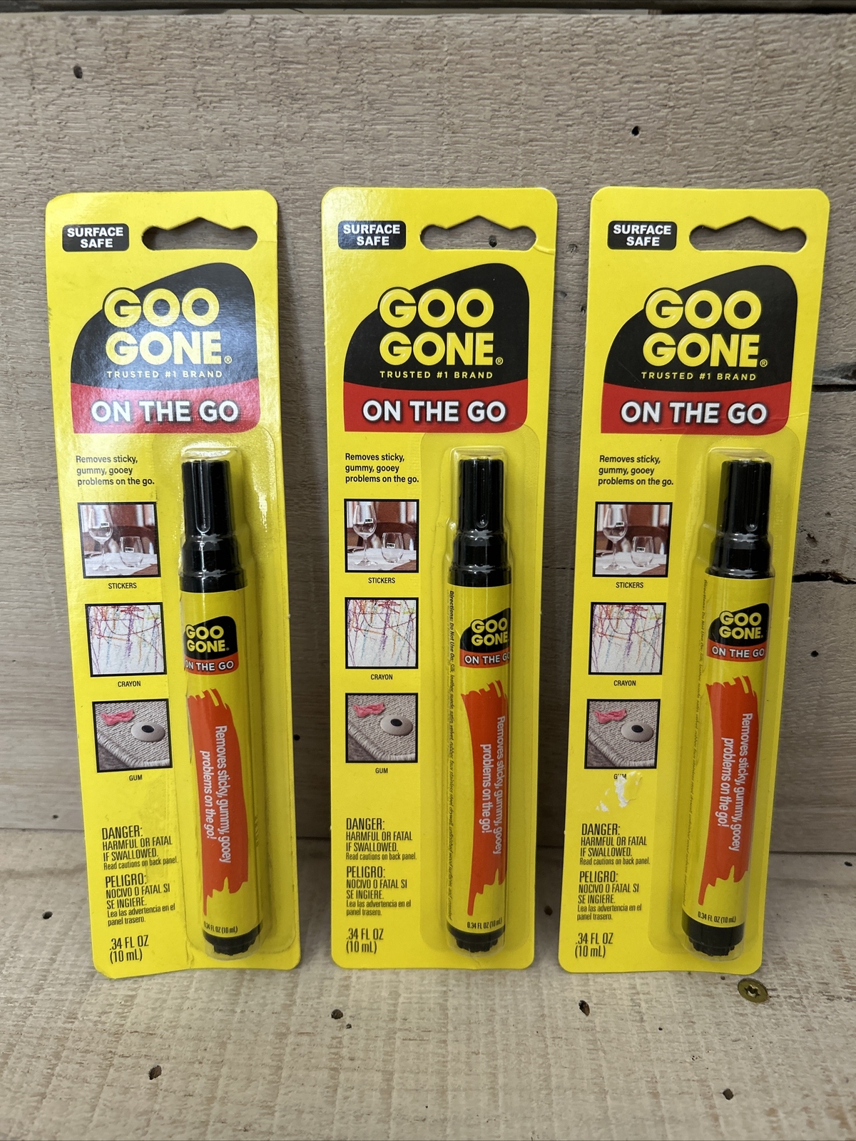 Goo Gone On The Go Pen Adhesive Removes Stickers Price Tags & Scuffs 3 Packs (v)