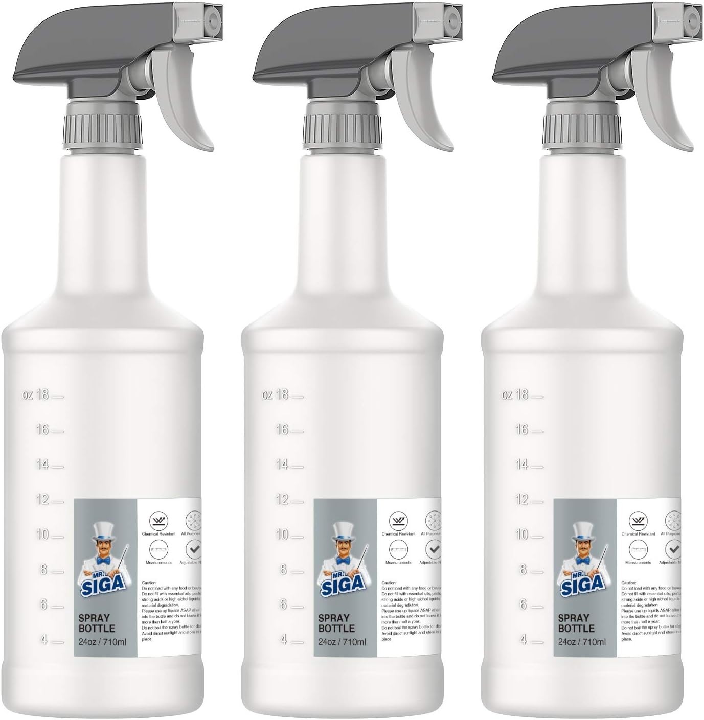 24 oz Empty Plastic Spray Bottles for Cleaning Solutions, Heavy Duty Househol…
