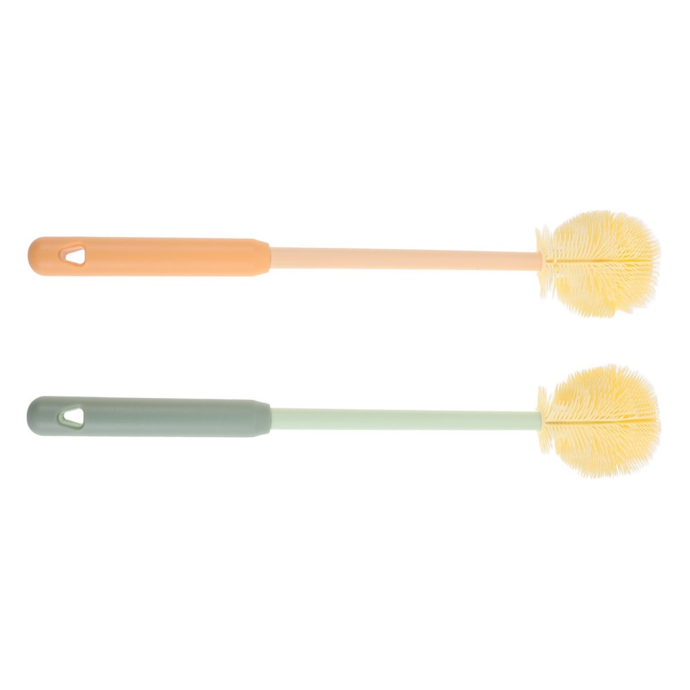 2Pcs Reusable Silicone Baby Bottle Cleaner Long Handle Brush for Home Use