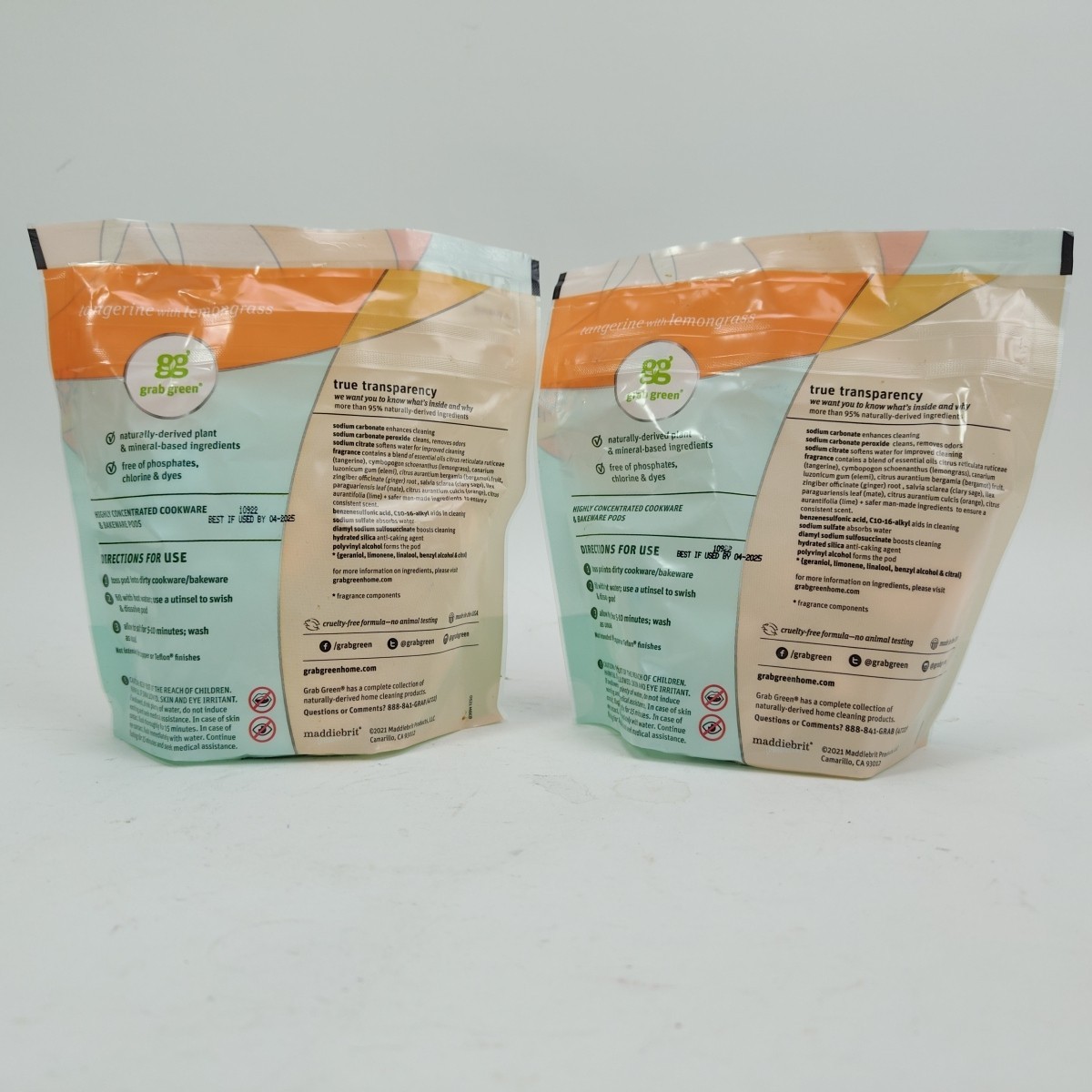 Grab Green Cookware & Bakeware Powder Cleaner Pods (2 Packs Total 30 Pods) 04/25