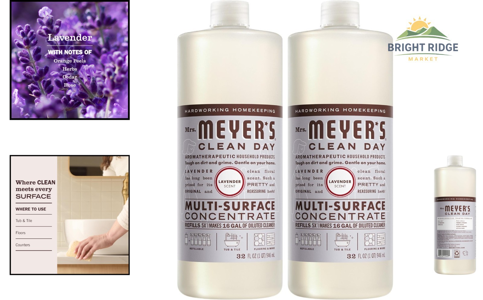 Concentrated Lavender Cleaning Solution, Multi-Surface Cleaner, 64 Fl Oz Total