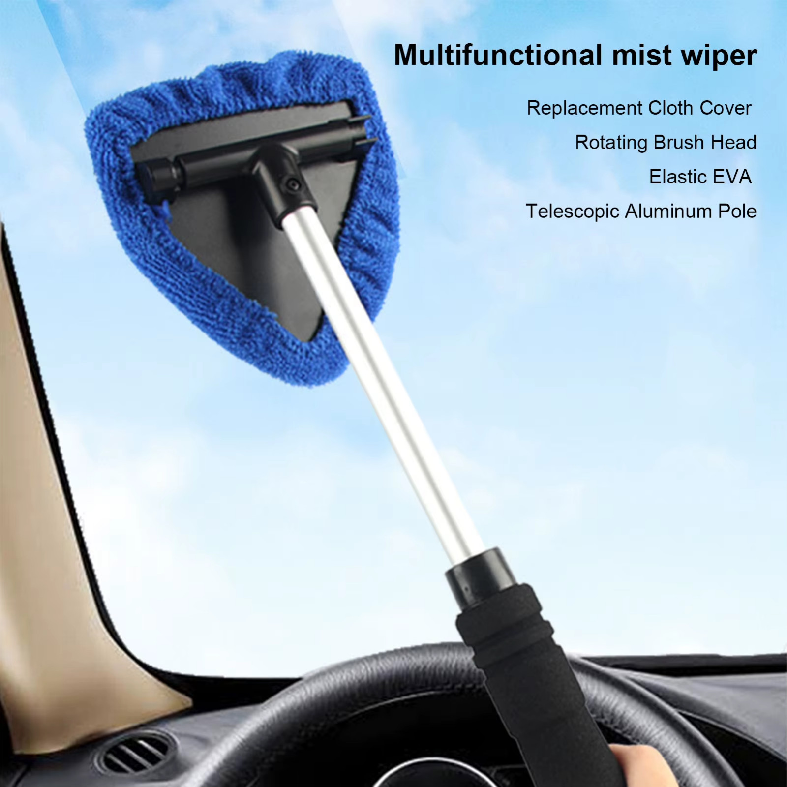 Windshield Cleaning Tool Kit Car Window Glass Wiper Cleaner Brush Pad Extendable