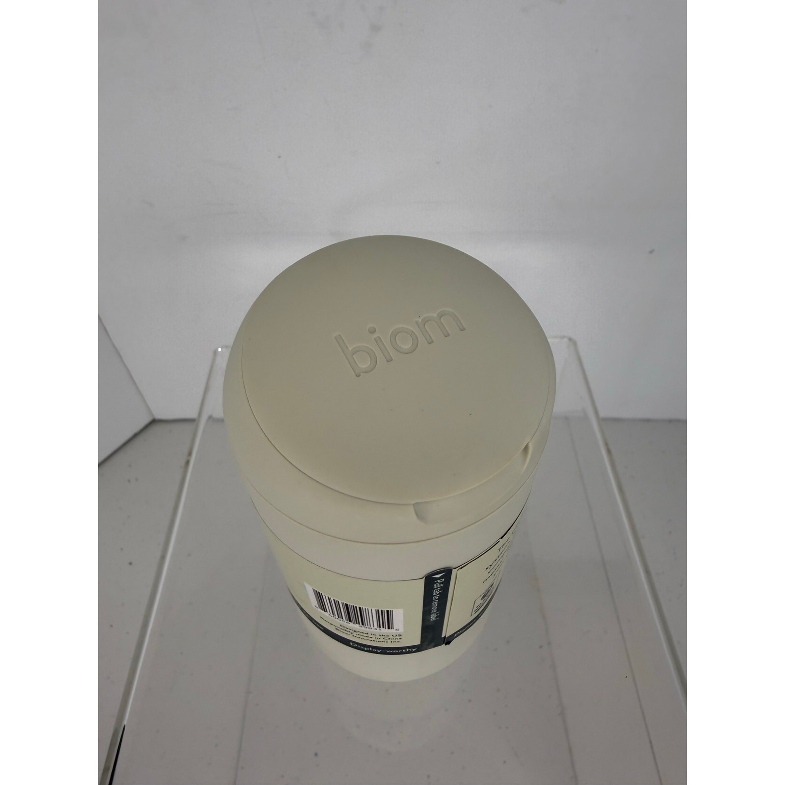 Biom Mini Refillable Wipe Dispenser Cream Travel Size Magnetic Lid BPA Free