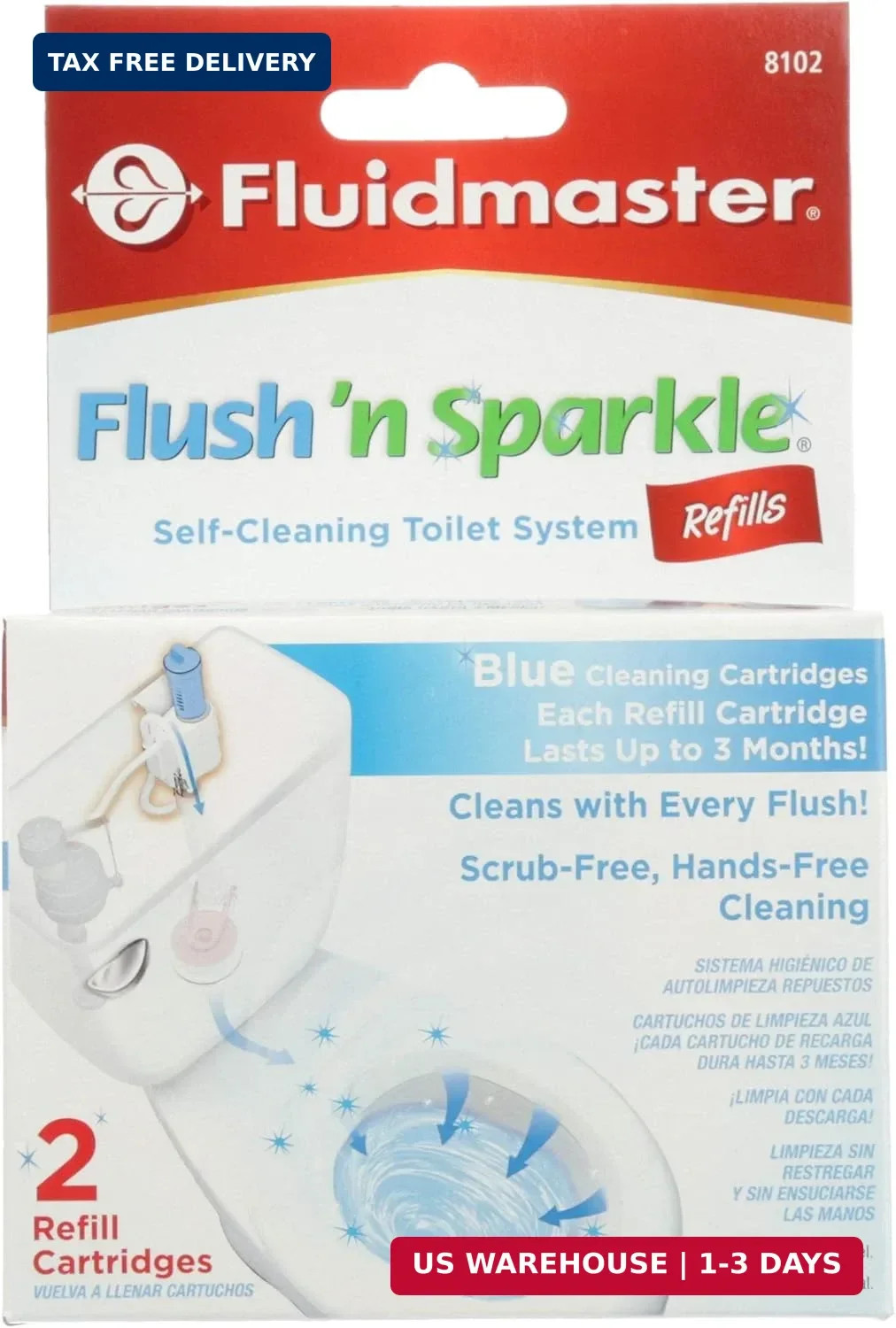 Fluidmaster 8102P8 Flush ‘n Sparkle Automatic Toilet Bowl Cleaning System Refill